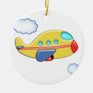 Das bunte Flugzeug des Kindes Keramikornament