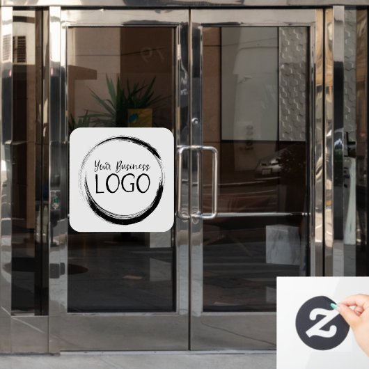 Das Business-Logo in der weißen abgerundeten Ecke Fensteraufkleber (Büro Tür)