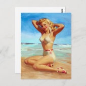 Das Button am Strand Postkarte (Vorne/Hinten)