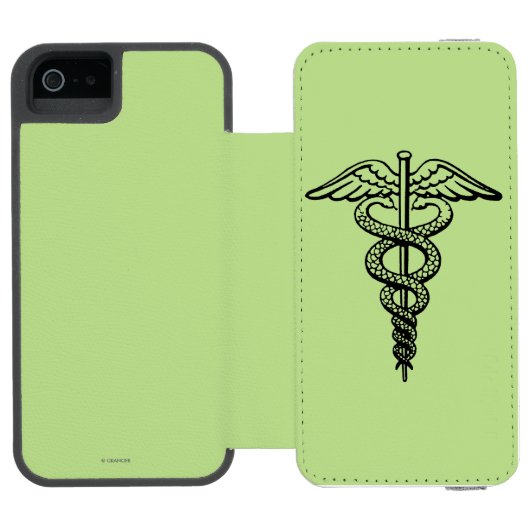 Das caduceus-Symbol Incipio iPhone Geldbeutel-Hülle (Folio Geöffnet)