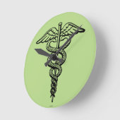 Das Caduceus-Symbol Runde Wanduhr (Winkel)