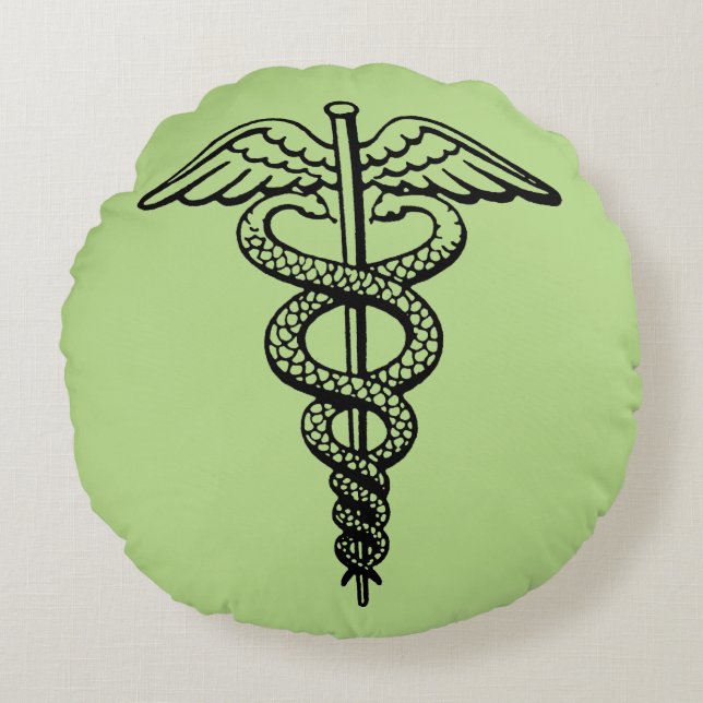 Das caduceus-Symbol Rundes Kissen (Vorderseite)
