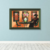 Das Café der 1920er Jahre, in dem die Frau gebrate Leinwanddruck (Insitu (Holzboden))