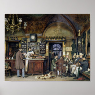 Das Café in Rom, 1856 Poster