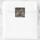 Das Café in Rom, 1856 Quadratischer Aufkleber (Tasche)