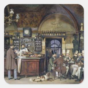 Das Café in Rom, 1856 Quadratischer Aufkleber