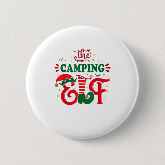Das Camping-Elch-Weihnachtsgeschenk Fa Button (Vorderseite)