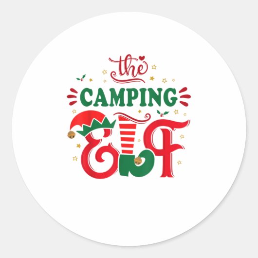 Das Camping-Elch-Weihnachtsgeschenk Fa Runder Aufkleber (Vorderseite)