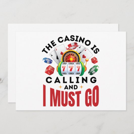 Das Casino ruft an und ich muss ein lustiges Party Einladung (Vorne/Hinten)