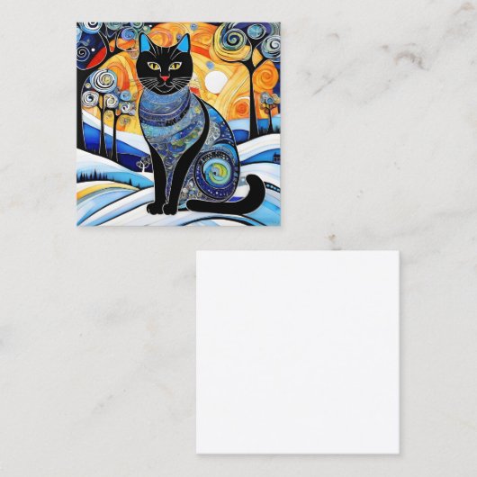 Das "Cat"-Gemälde ist eine kühle und elegante Wind Quadratische Visitenkarte (Vorne/Hinten)