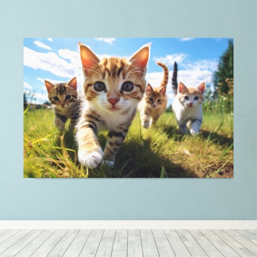 Das Cat Pack Feld der Träume Leinwand Print Pictur (Insitu (Holzboden))