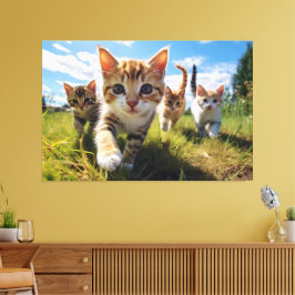 Das Cat Pack Feld der Träume Leinwand Print Pictur