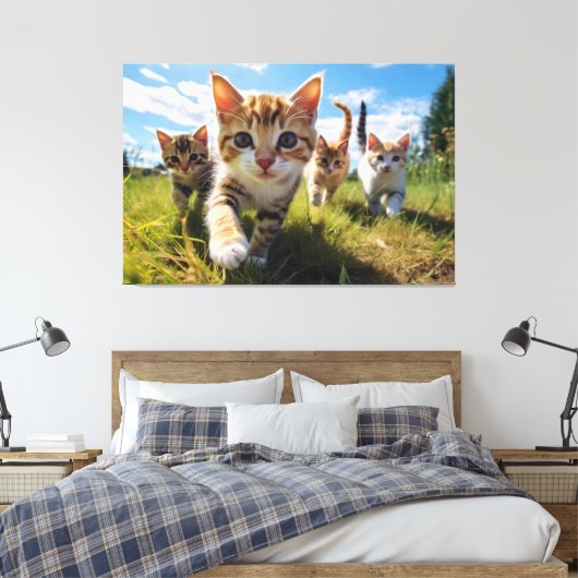 Das Cat Pack Feld der Träume Leinwand Print Pictur (Insitu (Schlafzimmer))