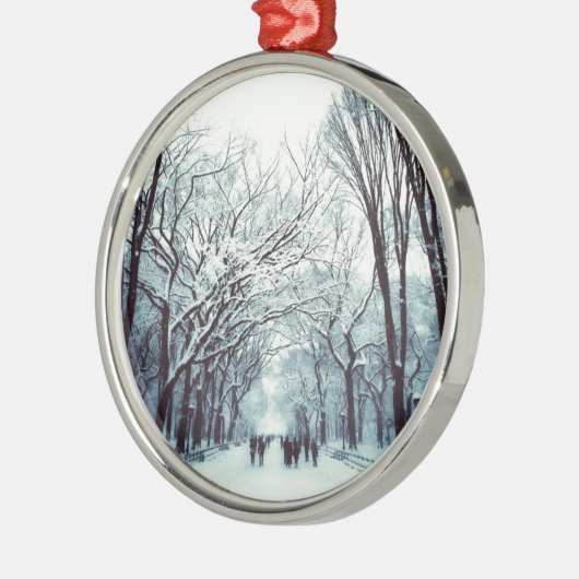 Das Central Park-Mall im Winter Silbernes Ornament (Links)