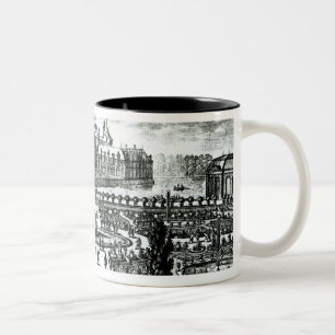 Das Chateaude Chantilly und die Gärten entworfen Zweifarbige Tasse