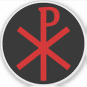 Das Chi-Rho-Kreuz (rot auf schwarz) Aufkleber (Vorderseite)