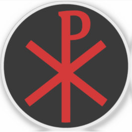 Das Chi-Rho-Kreuz (rot auf schwarz) Aufkleber
