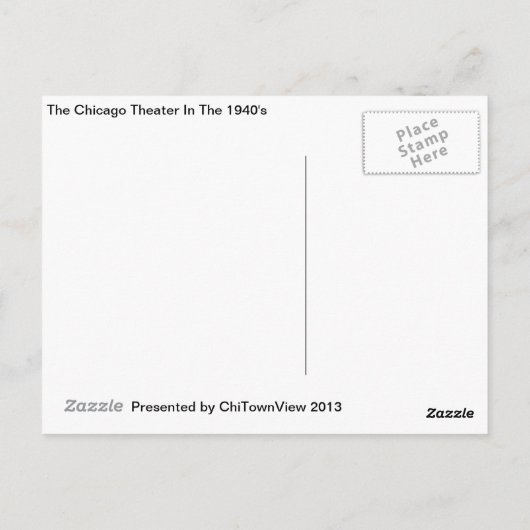 Das Chicagoer Theater in den 1940er Jahren Postkarte (Rückseite)