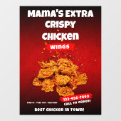 Das Chicken Wing Restaurant ist eine große Haustür Fensteraufkleber (Blatt)