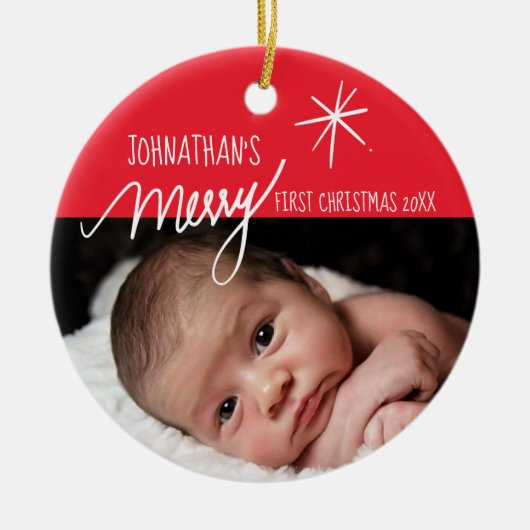 Das Christmas| des Babys erstes festliches Keramik Ornament (Vorne)