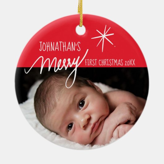 Das Christmas| des Babys erstes festliches Keramik Ornament (Hinten)