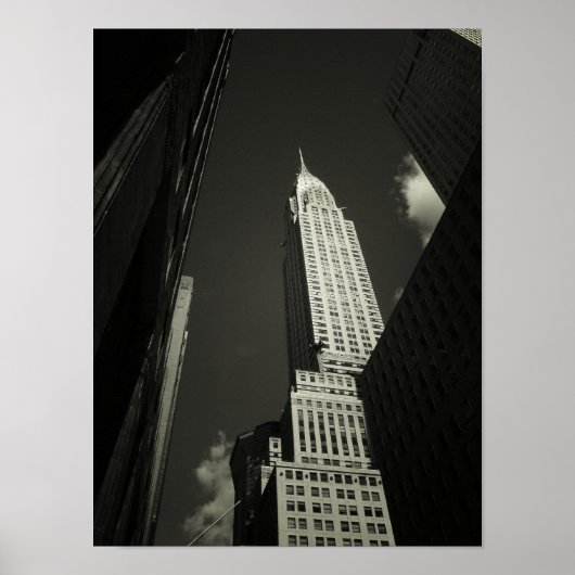 Das Chrysler-Gebäude, Schwarz und Weiß, klein Poster (Vorne)