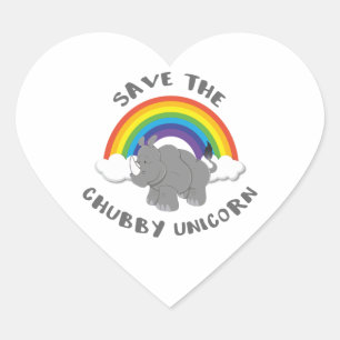 Das Chubby Unicorn Rhino gerettet Herz-Aufkleber