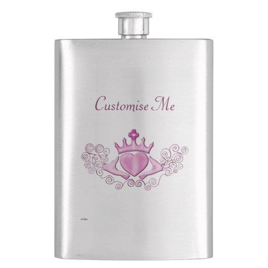 Das Claddagh (rosa) Flachmann (Vorderseite)
