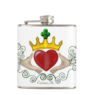 Das Claddagh (Vollfarbe) Flachmann