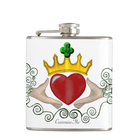 Das Claddagh (Vollfarbe) Flachmann (Vorderseite)