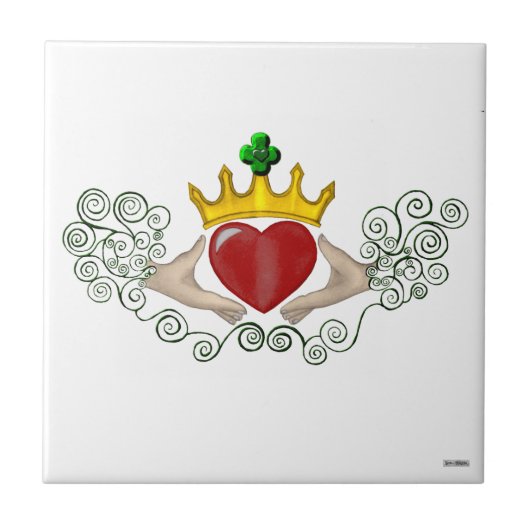 Das Claddagh (Vollfarbe) Fliese (Vorderseite)