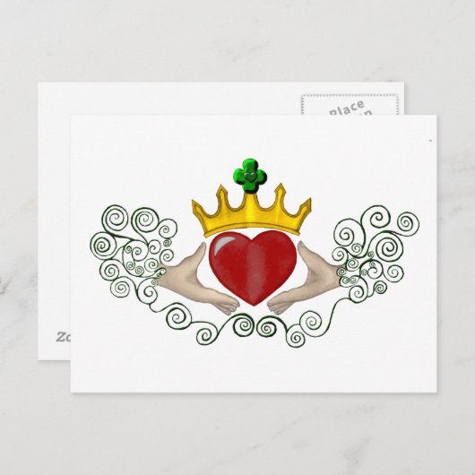 Das Claddagh (Vollfarbe) Postkarte (Vorne/Hinten)