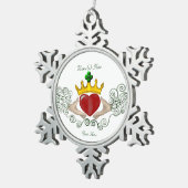 Das Claddagh (Vollfarbe) Schneeflocken Zinn-Ornament (Rechts)