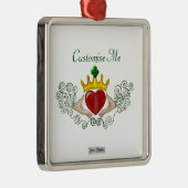 Das Claddagh (Vollfarbe) Silbernes Ornament (Rechts)