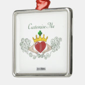 Das Claddagh (Vollfarbe) Silbernes Ornament (Links)