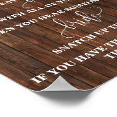 Das Clothespin Brautparty Game Western Sign Poster (Ecke)