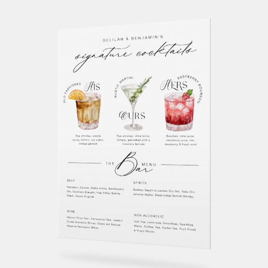 Das Cocktailmenü der Unterschrift "Uurs & Hure Wat Acrylschild (Winkel)