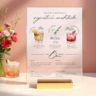 Das Cocktailmenü der Unterschrift "Uurs & Hure Wat Acrylschild