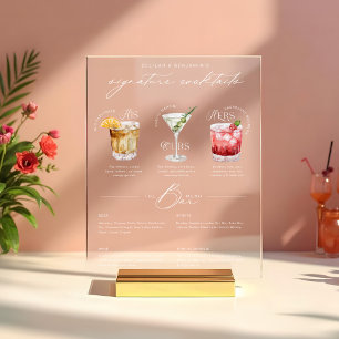 Das Cocktailmenü der Unterschrift "Uurs & Hure Wat Acrylschild