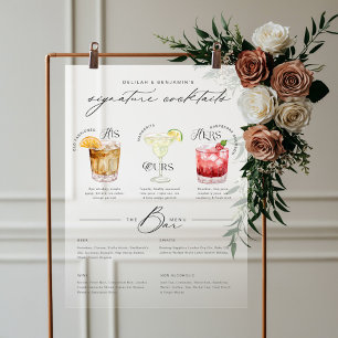Das Cocktailmenü der Unterschrift "Uurs & Hure Wat Acrylschild