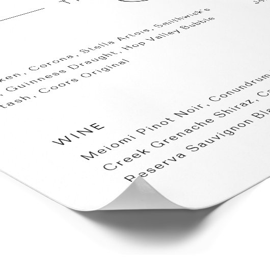 Das Cocktailmenü der Unterschrift "Uurs & Hure Wat Poster (Ecke)