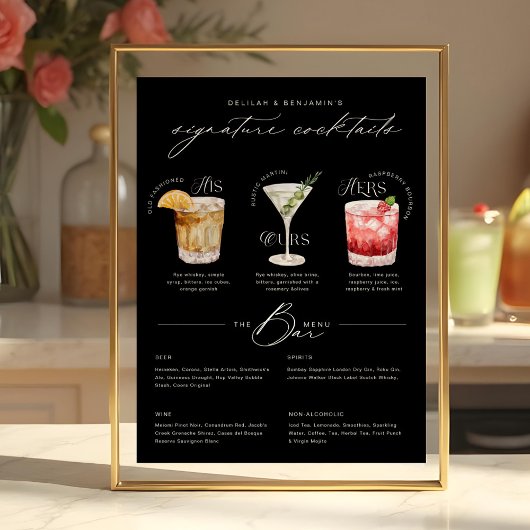 Das Cocktailmenü der Unterschrift "Uurs & Hure Wat Poster
