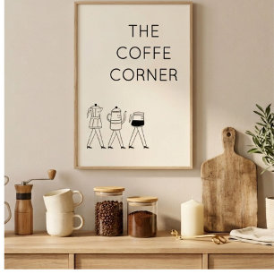 Das Coffee Corner Poster   Minimalistische Kaffeez