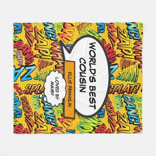 Das Comic für Retro Fun Cousin der Welt Fleecedecke (Vorderseite (Horizontal))