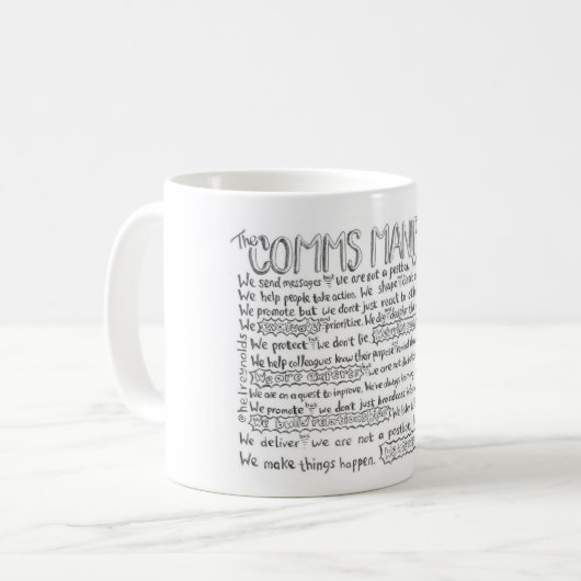 Das Comms Manifest - US-Englischversion Kaffeetasse (Vorderseite Links)