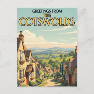 Das Cotswolds-Dorf Vintage-Reiseposter Postkarte