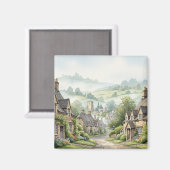 Das Cotswolds Village Misty Morning Magnet (Vorderseite/Rückseite)