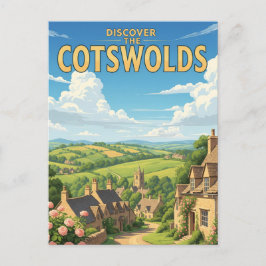 Das Cotswolds Village Vintage Travel Poster Postkarte
