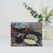 Das Cowboy-Frühstück brach im Sandwaschbecken ab Postkarte (Stehend Vorderseite)