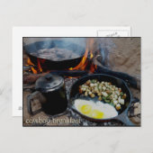 Das Cowboy-Frühstück brach im Sandwaschbecken ab Postkarte (Vorne/Hinten)